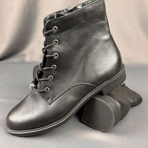 Alfani Step N Flex Bomontt Lace Up Side Zip Booties Shoes Boots Black Sz 9M NEW